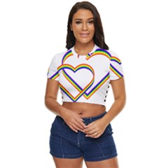 Rainbow Hearts Side Button Cropped Tee by UniqueThings