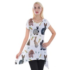 Cute Bunny Short Sleeve Side Drop Tunic by SychEva