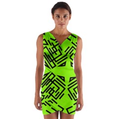 Abstract Pattern Geometric Backgrounds   Wrap Front Bodycon Dress by Eskimos