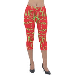 Abstract Pattern Geometric Backgrounds   Lightweight Velour Capri Leggings  by Eskimos