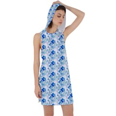 Flowers Pattern Racer Back Hoodie Dress by Sparkle