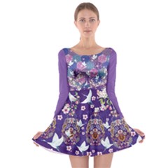 Japan Purple Long Sleeve Skater Dress by flowerland