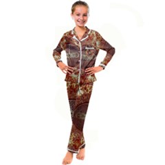 Chartres Double Infinity Antique Mandala Kid s Satin Long Sleeve Pajamas Set by EDDArt