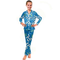 Abstract Pattern Geometric Backgrounds   Kid s Satin Long Sleeve Pajamas Set by Eskimos