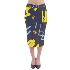 Abstract Pattern Geometric Backgrounds   Velvet Midi Pencil Skirt by Eskimos