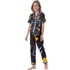 Abstract Pattern Geometric Backgrounds   Kids  Satin Short Sleeve Pajamas Set by Eskimos