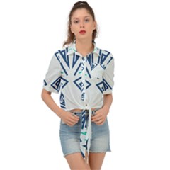 Abstract Pattern Geometric Backgrounds   Tie Front Shirt  by Eskimos