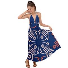 Abstract Pattern Geometric Backgrounds   Backless Maxi Beach Dress by Eskimos