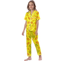 Abstract Pattern Geometric Backgrounds   Kids  Satin Short Sleeve Pajamas Set by Eskimos