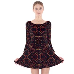 Abstract Pattern Geometric Backgrounds   Long Sleeve Velvet Skater Dress by Eskimos