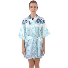 Flower Of Life  Half Sleeve Satin Kimono  by tony4urban