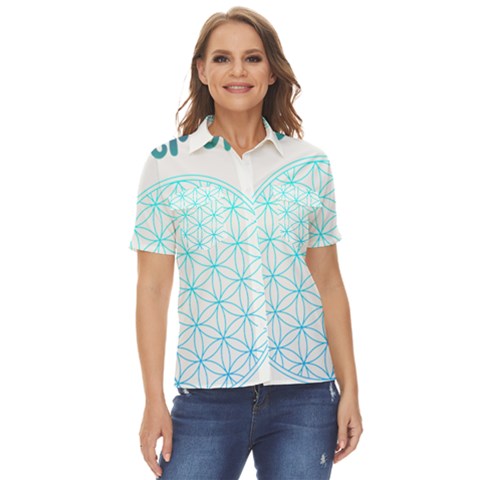 Flower Of Life  Women s Short Sleeve Double Pocket Shirt by tony4urban