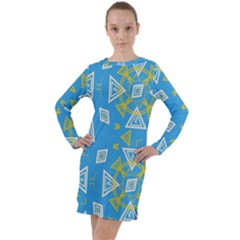 Abstract Pattern Geometric Backgrounds   Long Sleeve Hoodie Dress by Eskimos