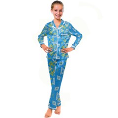 Abstract Pattern Geometric Backgrounds   Kid s Satin Long Sleeve Pajamas Set by Eskimos