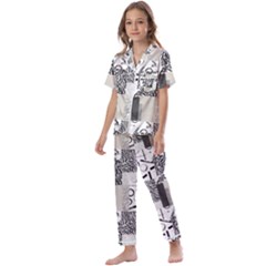 Abstract Pattern Kids  Satin Short Sleeve Pajamas Set by Sparkle