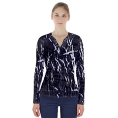 Abstract Light Games 3 V-neck Long Sleeve Top by DimitriosArt