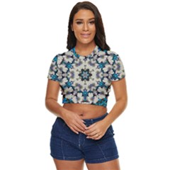 Paradise Flowers And Candle Light Side Button Cropped Tee by pepitasart