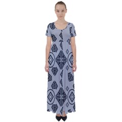 Abstract Pattern Geometric Backgrounds   High Waist Short Sleeve Maxi Dress by Eskimos