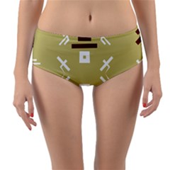 Abstract Pattern Geometric Backgrounds   Reversible Mid-waist Bikini Bottoms by Eskimos