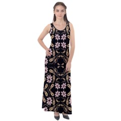 Folk Flowers Print Floral Pattern Ethnic Art Sleeveless Velour Maxi Dress by Eskimos