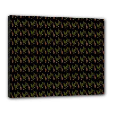 Fern Pattern 2 Black Canvas 20  X 16  (stretched) by violetheavensky