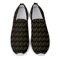 Fern Pattern 2 Black Women s Slip On Sneakers by violetheavensky