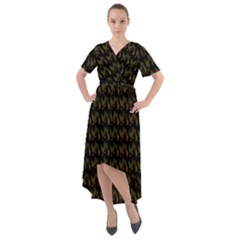 Fern Pattern 2 Black Front Wrap High Low Dress by violetheavensky