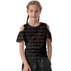 Fern Pattern 2 Black Kids  Butterfly Cutout Tee by violetheavensky