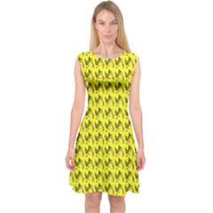 Fern Pattern 2 Yellow Capsleeve Midi Dress by violetheavensky