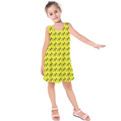 Fern Pattern 2 Yellow Kids  Sleeveless Dress by violetheavensky