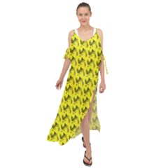 Fern Pattern 2 Yellow Maxi Chiffon Cover Up Dress by violetheavensky