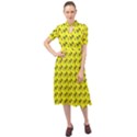 Fern Pattern 2 Yellow Keyhole Neckline Chiffon Dress View1