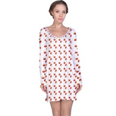 Kawaii Pumpkin Patt White Long Sleeve Nightdress by violetheavensky