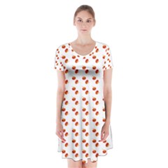 Kawaii Pumpkin Patt White Short Sleeve V-neck Flare Dress by violetheavensky