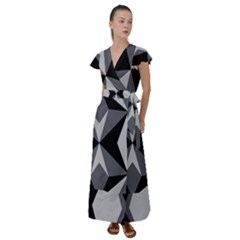 Abstract Pattern Geometric Backgrounds   Flutter Sleeve Maxi Dress by Eskimos