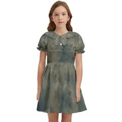 Algae Texture Patttern Kids  Bow Tie Puff Sleeve Dress by dflcprintsclothing