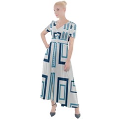 Abstract Pattern Geometric Backgrounds   Button Up Short Sleeve Maxi Dress by Eskimos