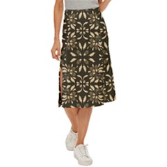 Folk Flowers Print Floral Pattern Ethnic Art Midi Panel Skirt by Eskimos