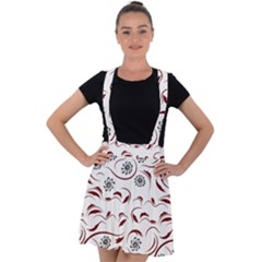 Folk Flowers Print Floral Pattern Ethnic Art Velvet Suspender Skater Skirt by Eskimos