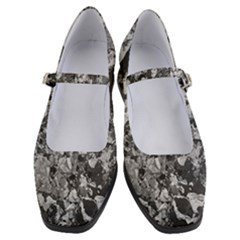 Black And White Debris Texture Print Women s Mary Jane Shoes by dflcprintsclothing