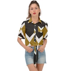 Abstract Pattern Geometric Backgrounds   Tie Front Shirt  by Eskimos