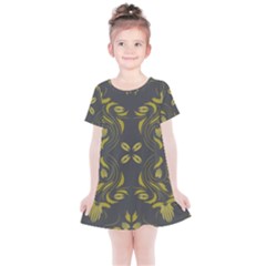 Folk Flowers Print Floral Pattern Ethnic Art Kids  Simple Cotton Dress by Eskimos