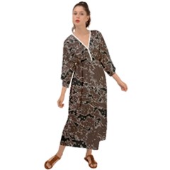 Brown And Black Abstract Vivid Texture Grecian Style  Maxi Dress by dflcprintsclothing