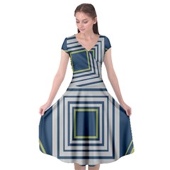 Abstract Pattern Geometric Backgrounds   Cap Sleeve Wrap Front Dress by Eskimos