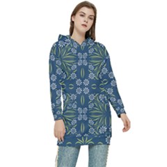 Folk Flowers Print Floral Pattern Ethnic Art Women s Long Oversized Pullover Hoodie by Eskimos