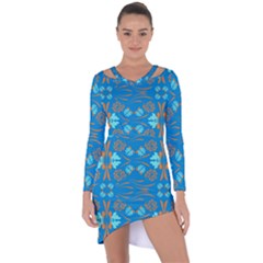 Floral Folk Damask Pattern Fantasy Flowers  Asymmetric Cut-out Shift Dress by Eskimos