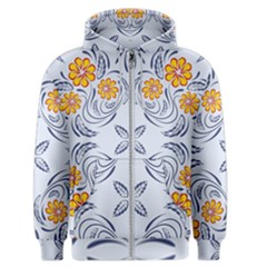 Floral Folk Damask Pattern Fantasy Flowers  Men s Zipper Hoodie by Eskimos