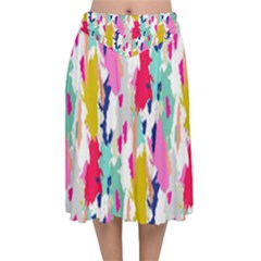 Acryl Paint Velvet Flared Midi Skirt by CoshaArt