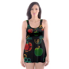 Apples Honey Honeycombs Pattern Skater Dress Swimsuit by Amaryn4rt