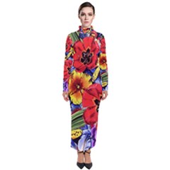 Flower Pattern Turtleneck Maxi Dress by CoshaArt